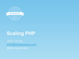 Scaling PHP
Josh Levine
josh@shapeways.com
@heavypennies
1
 
