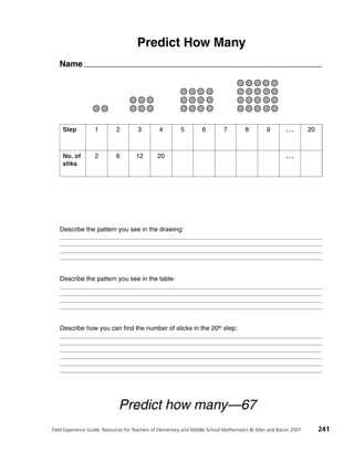 Predicting Pattern Worksheet Patterns Activity | PDF