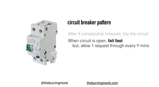 @theburningmonk theburningmonk.com
circuit breaker pattern
When circuit is open, fail fast
but, allow 1 request through ev...