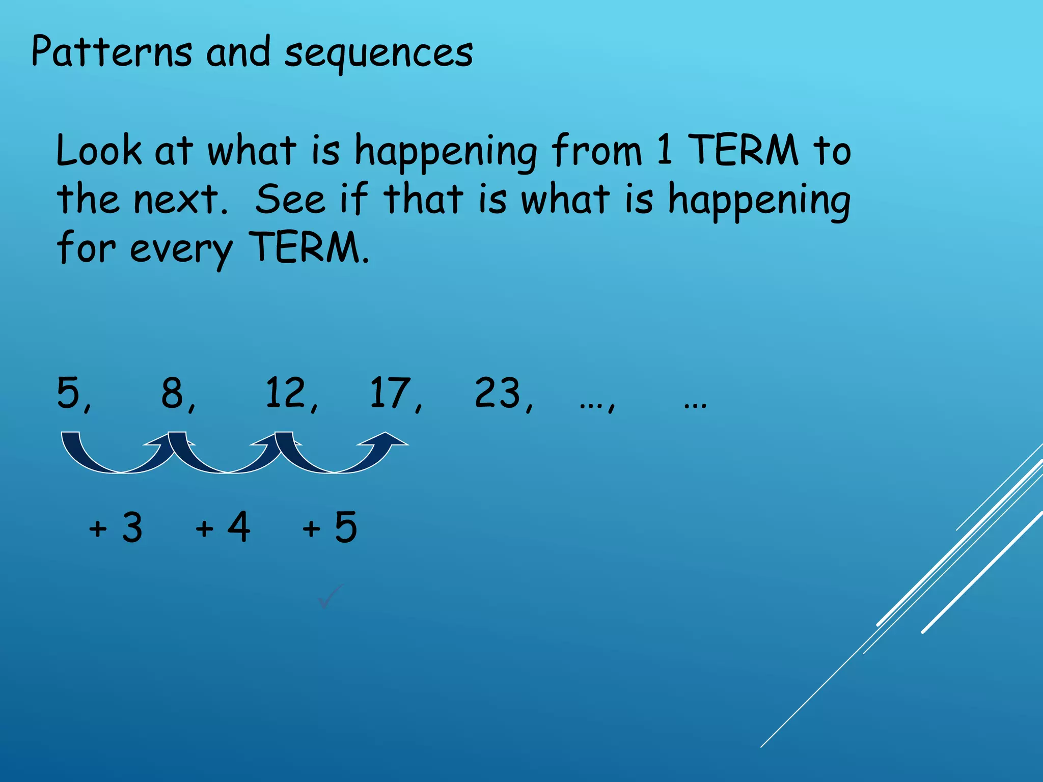 Patterns and sequences