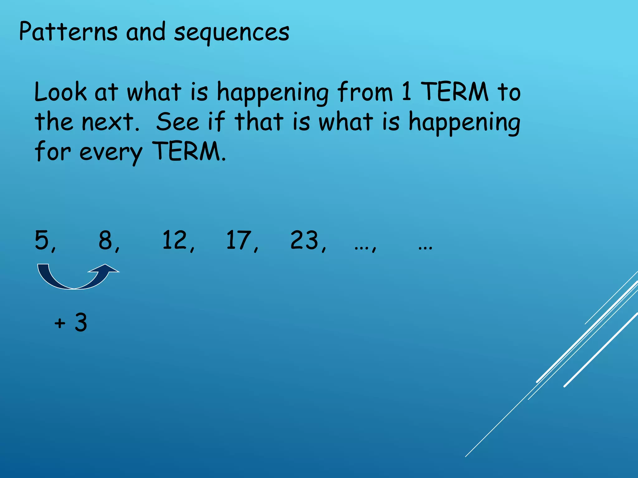 Patterns and sequences