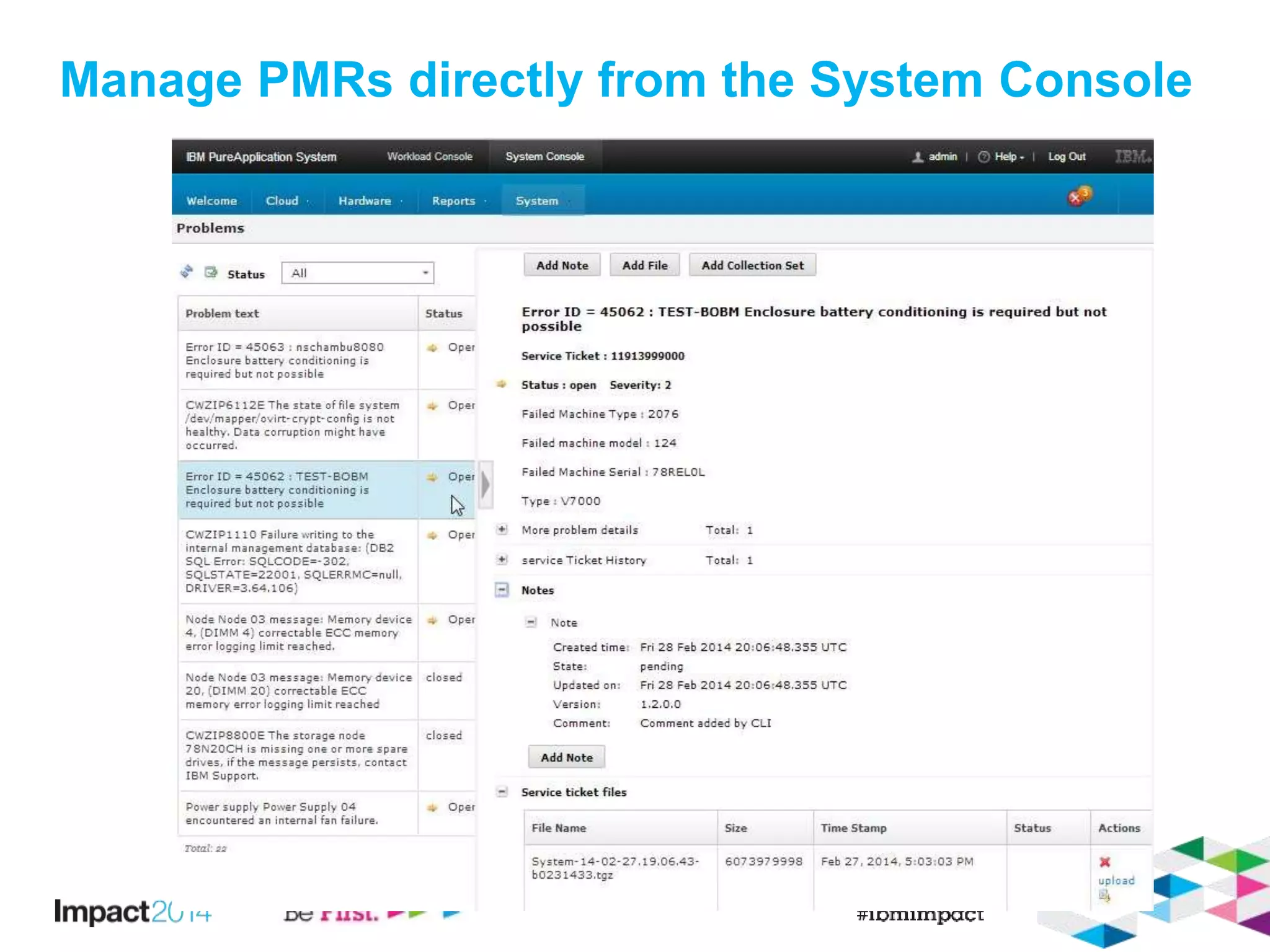 Manage PMRs directly from the System Console 
 