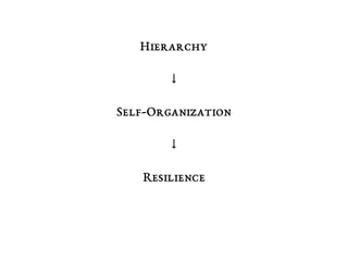 Hierarchy
↓
Self-Organization
↓
Resilience
 
