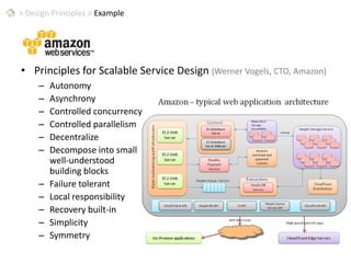 > Design PrinciplesParallelism for Scale-outSequential  ParallelConvert sequential and/or single-machine program into a form in which it can be executed in a concurrent, potentially distributed environmentOver-decompose for scalingStructured multi-threading with a data focus Relax sequential order to gain more parallelismEnsure atomicity of unordered interactions Consider data as well as control flowCareful data structure & locking choices to manage contentionUser parallel data structuresMinimize shared data and synchronizationContinuous optimization
