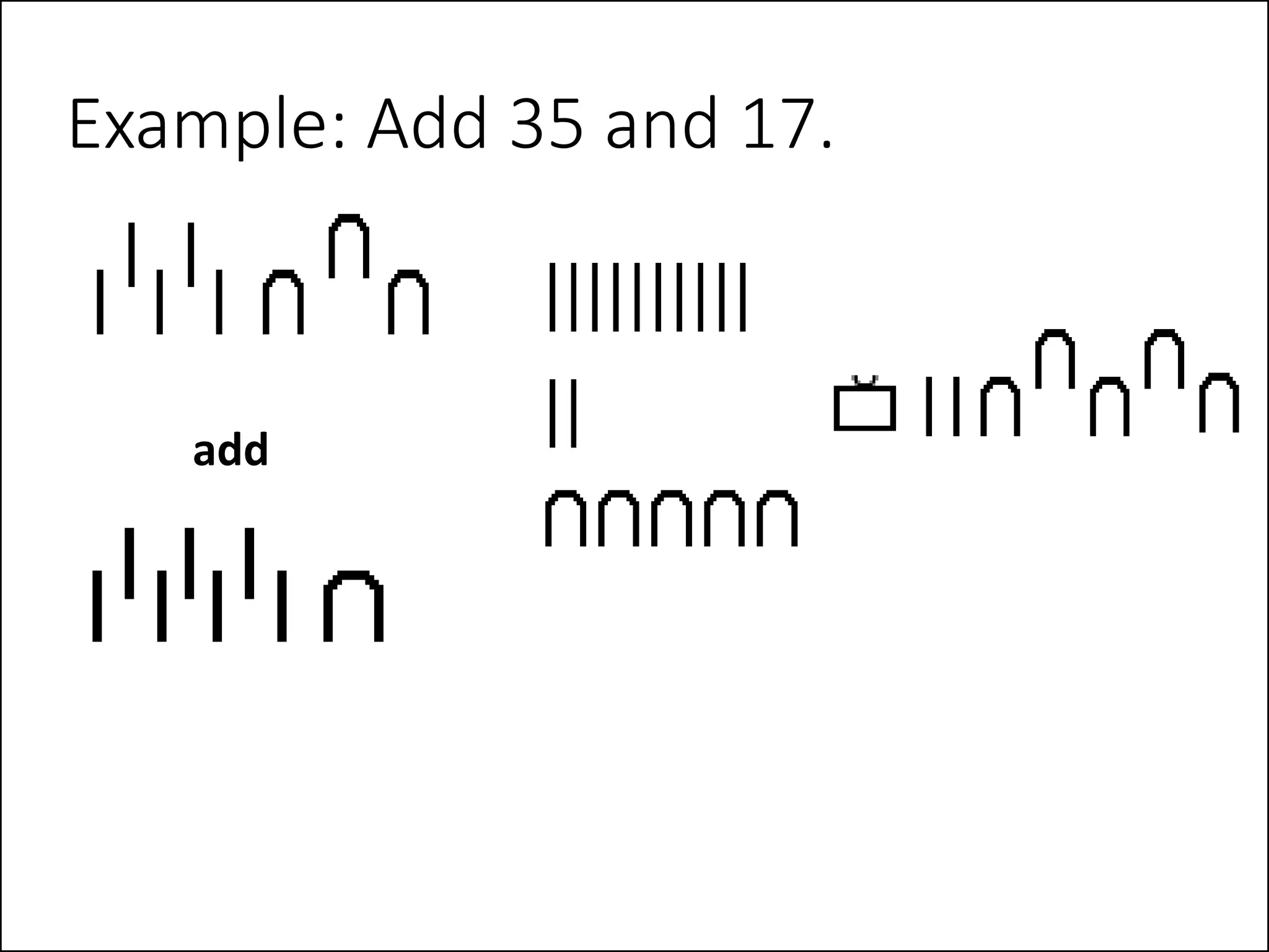 Example: Add 35 and 17.
add
 
