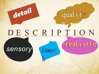 sensory l oo
k
D E S C R I P T I O N
real i st i c
qual i t
y
 