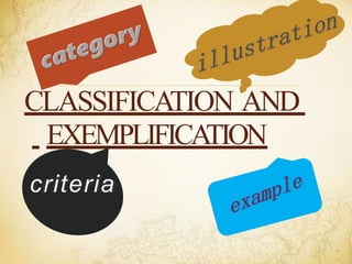 CLASSIFICATION AND
EXEMPLIFICA
TION
criteria
 