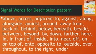 Pattern Description Words Reading and Writing : Patterns of Development in Writing | PPTX