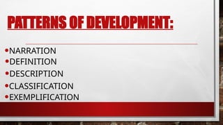 Comprehensive Guide to Patterns of Development in Writing | PPTX