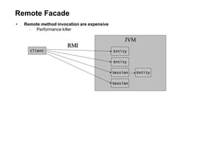 Remote Facade
• Remote method invocation are expensive
 Performance killer
 