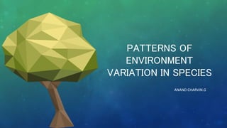 PATTERNS OF
ENVIRONMENT
VARIATION IN SPECIES
ANAND CHARVIN.G
 