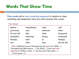 Common Time Words Patterns of organization time and space | PPTX