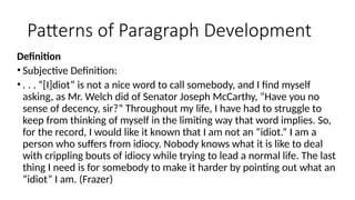 Patterns of Paragraph Development presentation | PPTX