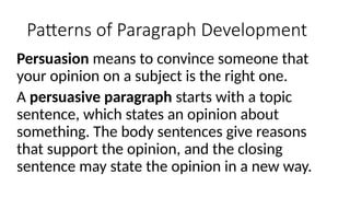 Patterns of Paragraph Development presentation | PPT