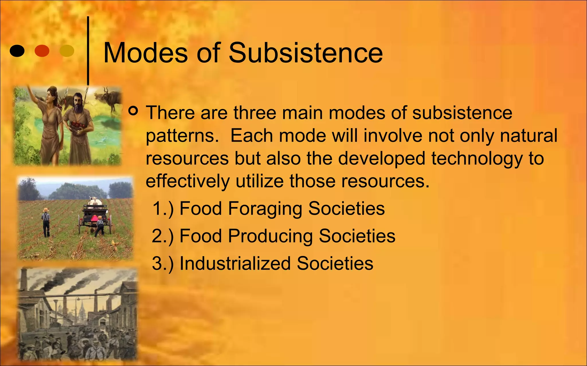 Patterns of subsistence PPT