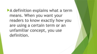 patterns of text development: narration, description, definition ...