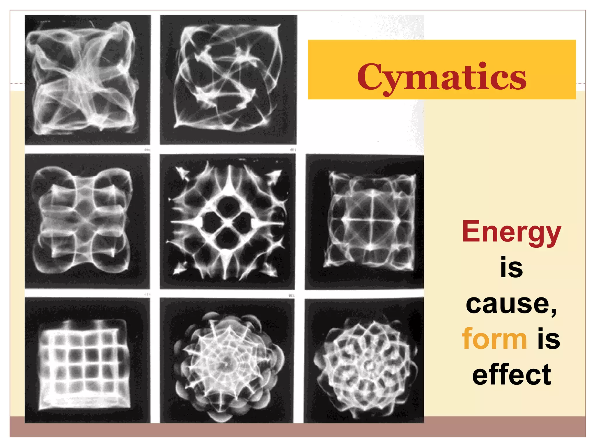 Cymatics Energy  is cause,  form  is effect 