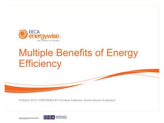Multiple Benefits of Energy
Efficiency


14 March 2012 | PREPARED BY Christine Patterson, Senior Advisor Evaluation
 