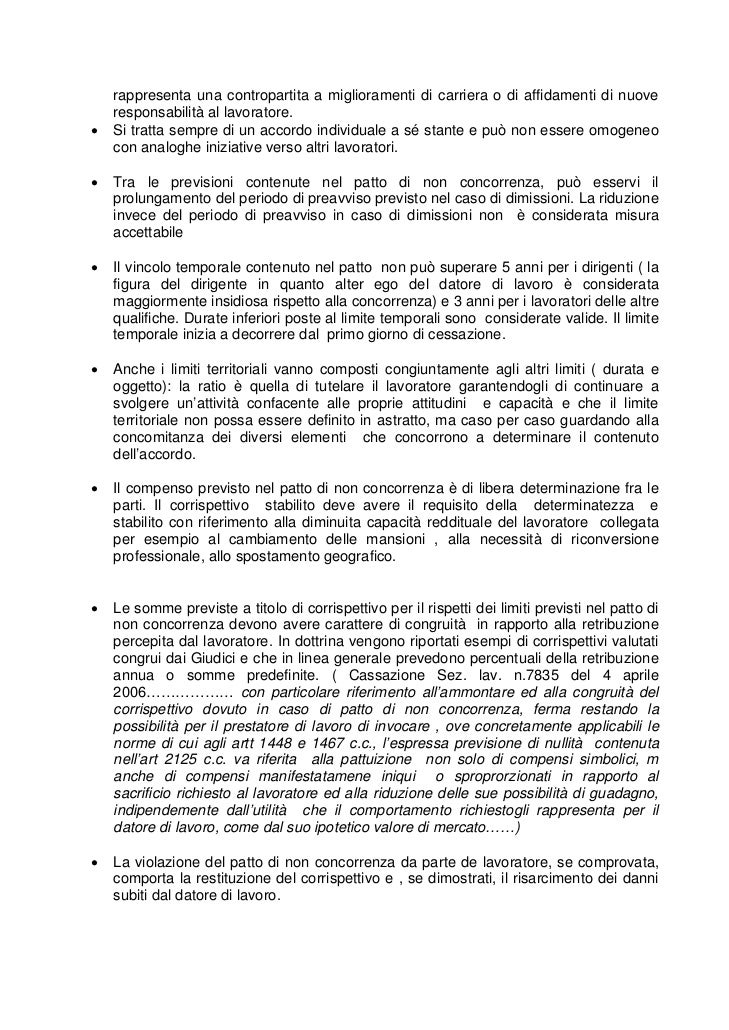 Patto di non concorrenza 1
