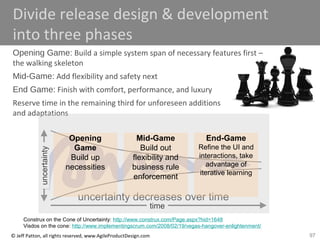 97© Jeff Patton, all rights reserved, www.AgileProductDesign.com
Divide release design & development
into three phases
Ope...