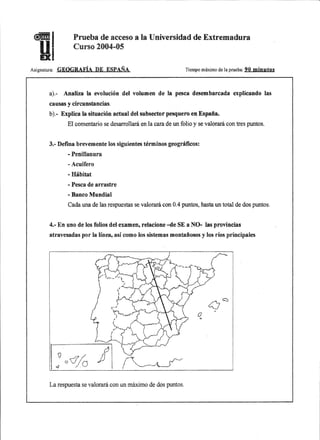 PAU Geografía Extremadura Junio 04/05
