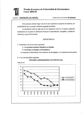 PAU Geografía Extremadura Junio 04/05
