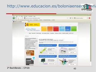 2º Bachillerato – CFGS 43
http://www.educacion.es/boloniaensecundaria
 