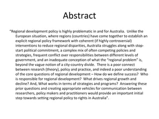 Regional Development - Paul Collits | PPT