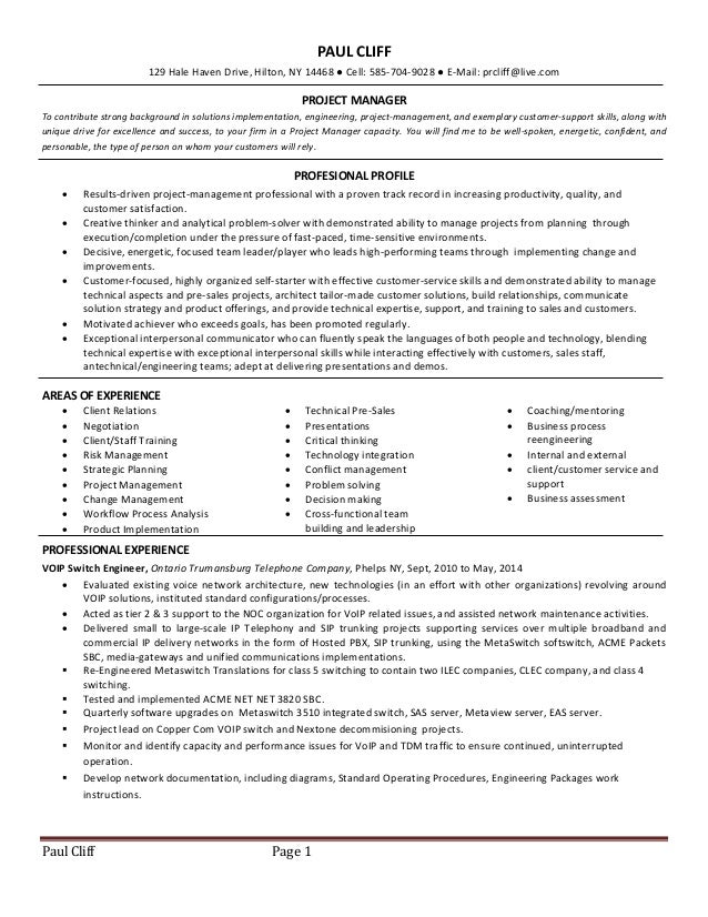 paul cliff 2014 combo resume