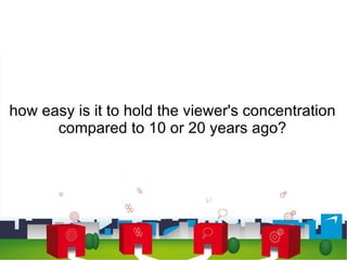 how easy is it to hold the viewer's concentration compared to 10 or 20 years ago? 