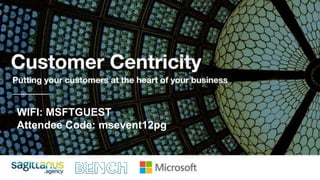 WIFI: MSFTGUEST
Attendee Code: msevent12pg
 