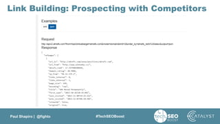 Paul Shapiro | @fighto #TechSEOBoost
Link Building: Prospecting with Competitors
 