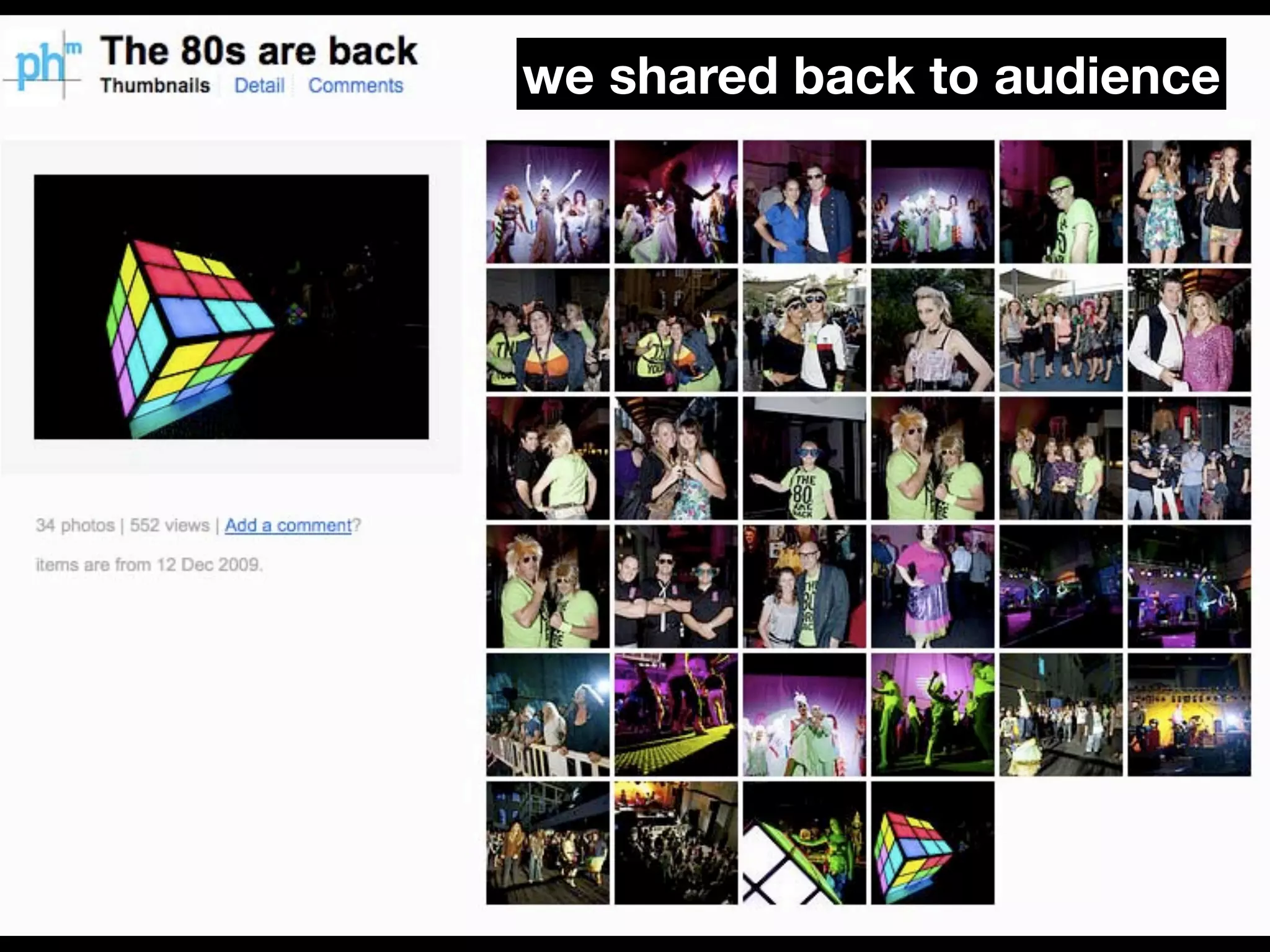 we shared back to audience
 