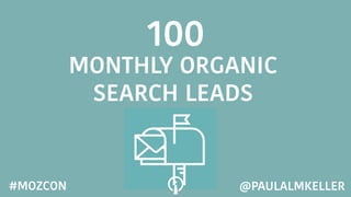 MONTHLY ORGANIC
SEARCH LEADS
100
@PAULALMKELLER#MOZCON
 