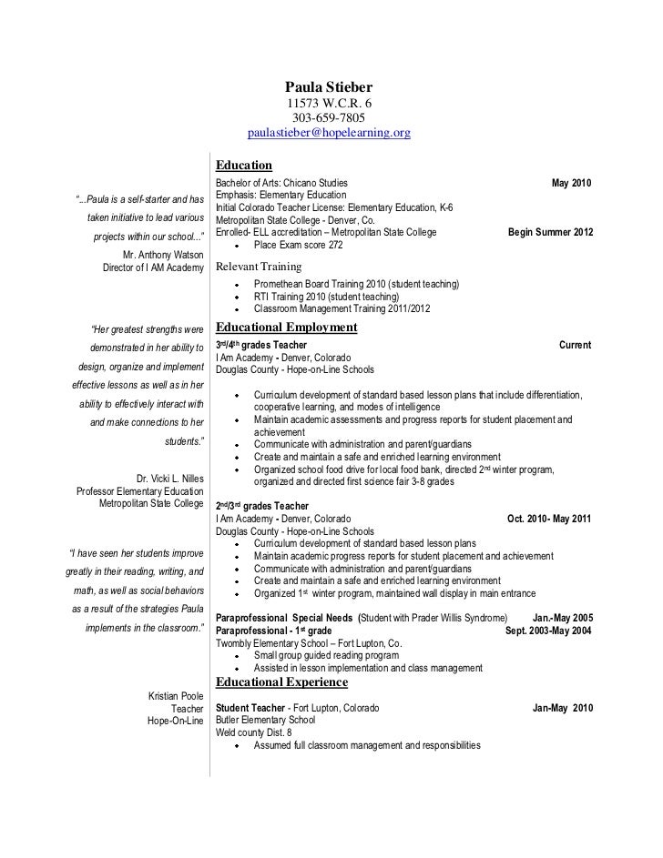 special education resume