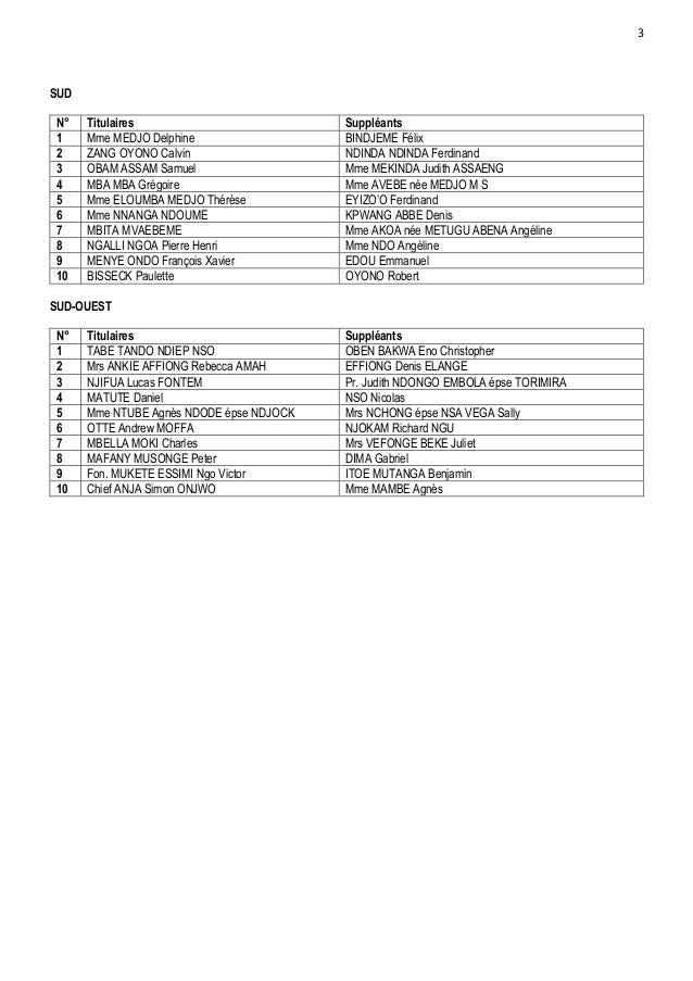 Paul Biya  Cameroun  Liste des Sénateurs du Cameroun