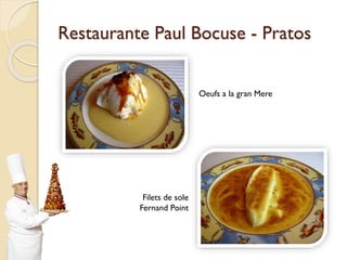 Restaurante Paul Bocuse - Pratos
Oeufs a la gran Mere
Filets de sole
Fernand Point
 