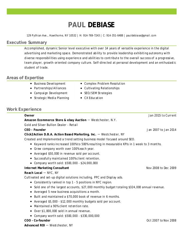 Paul DeBiase s Resume Looking For A New Opportunity