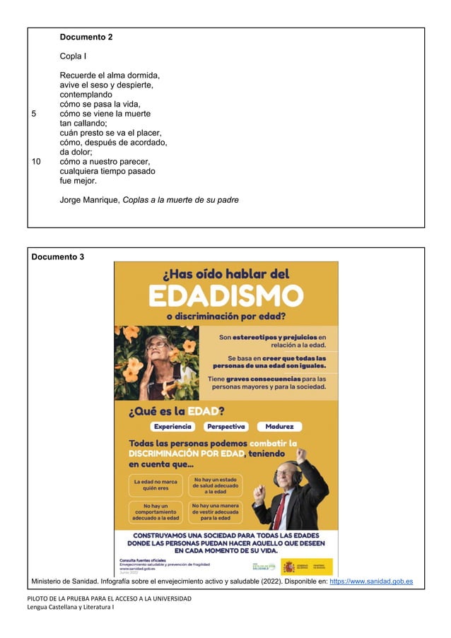 Examen de la nueva selectividad de