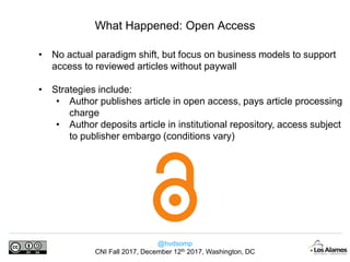 @hvdsomp
CNI Fall 2017, December 12th 2017, Washington, DC
Open Access: Improved Access
Heather Piwowar, Jason Priem, et a...