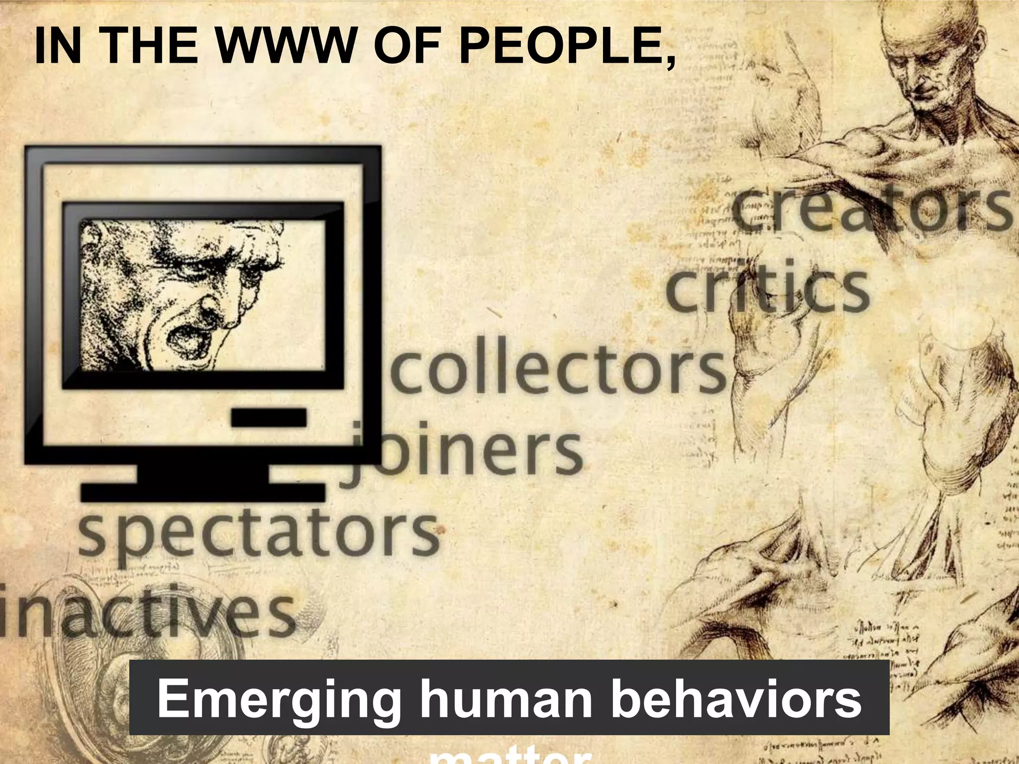 IN THE WWW OF PEOPLE,




   Emerging human behaviors
 