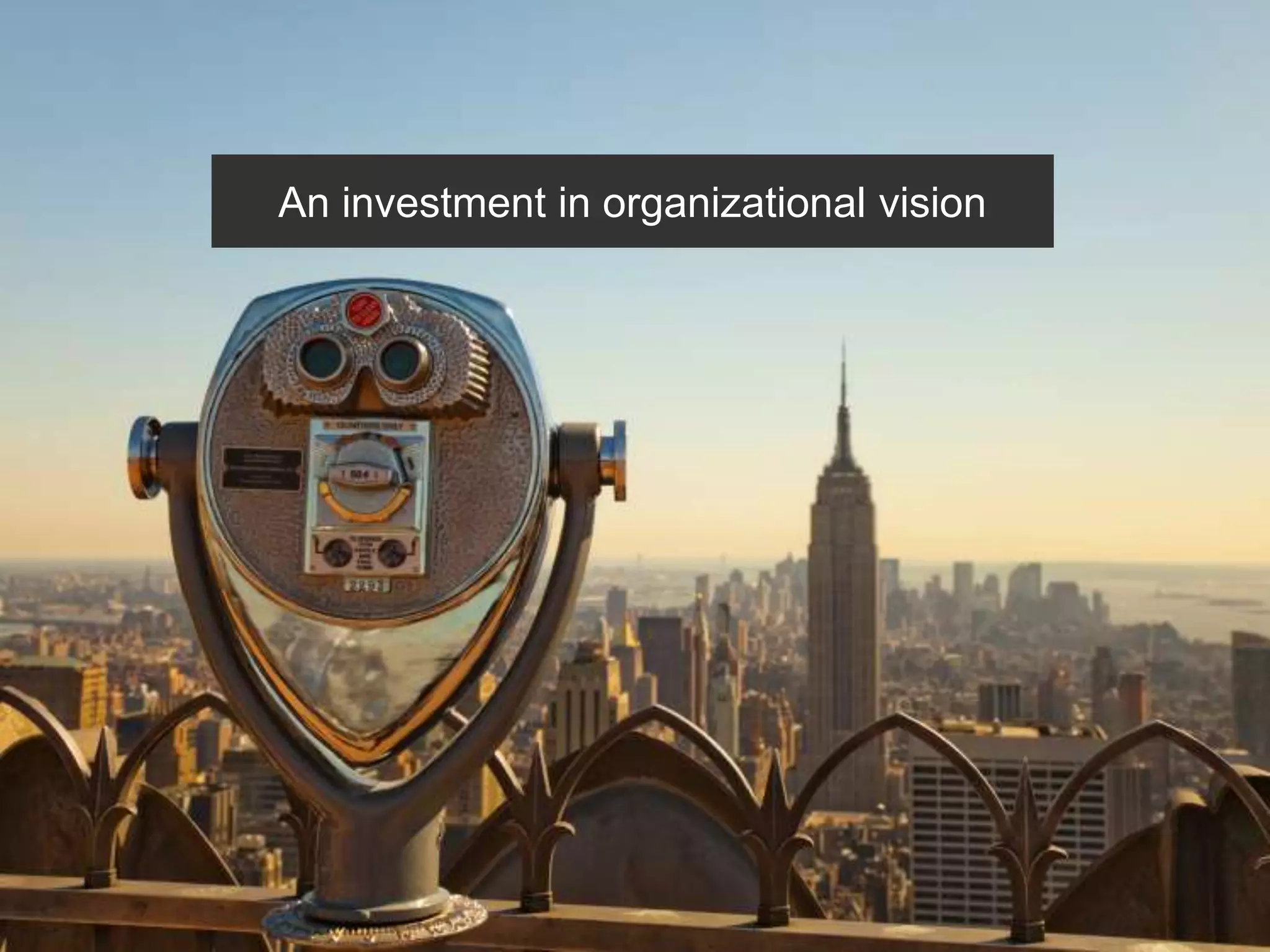 An investment in organizational vision
 