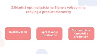 Optimalizácia produktov a kategórii pomáha
udržiavať efektivitu výkonu na Biane
 