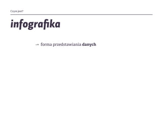 infografika
Czym jest?
⇀ forma przedstawiania danych
 