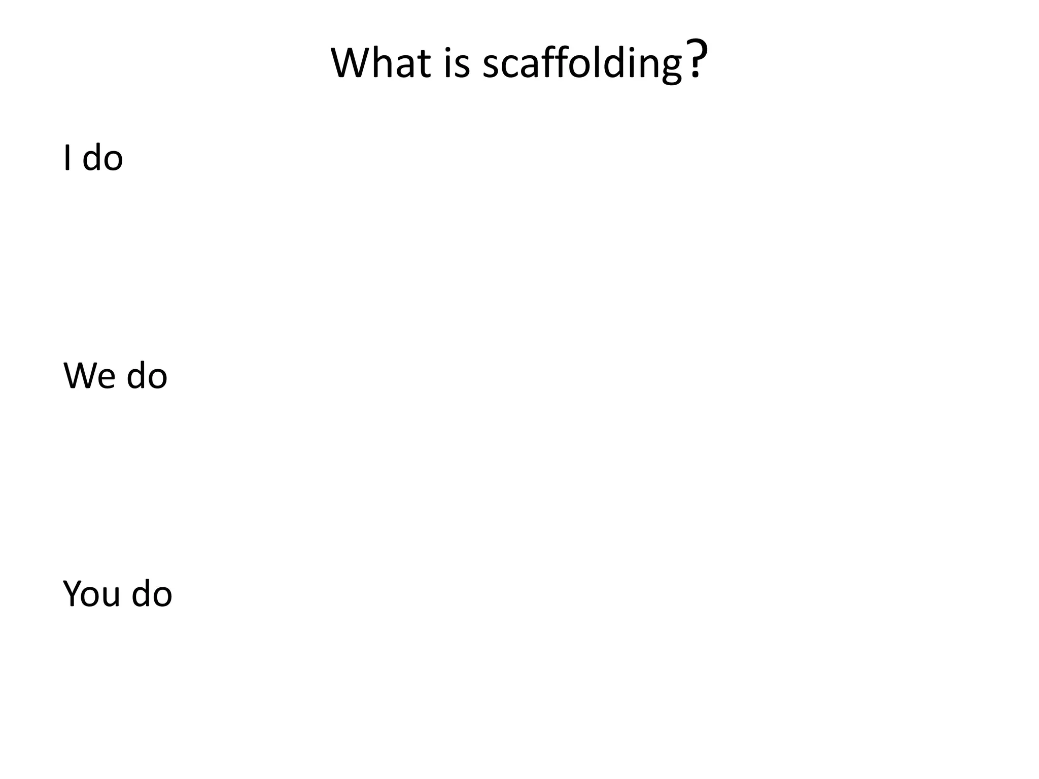 What is scaffolding?
I do
We do
You do
 