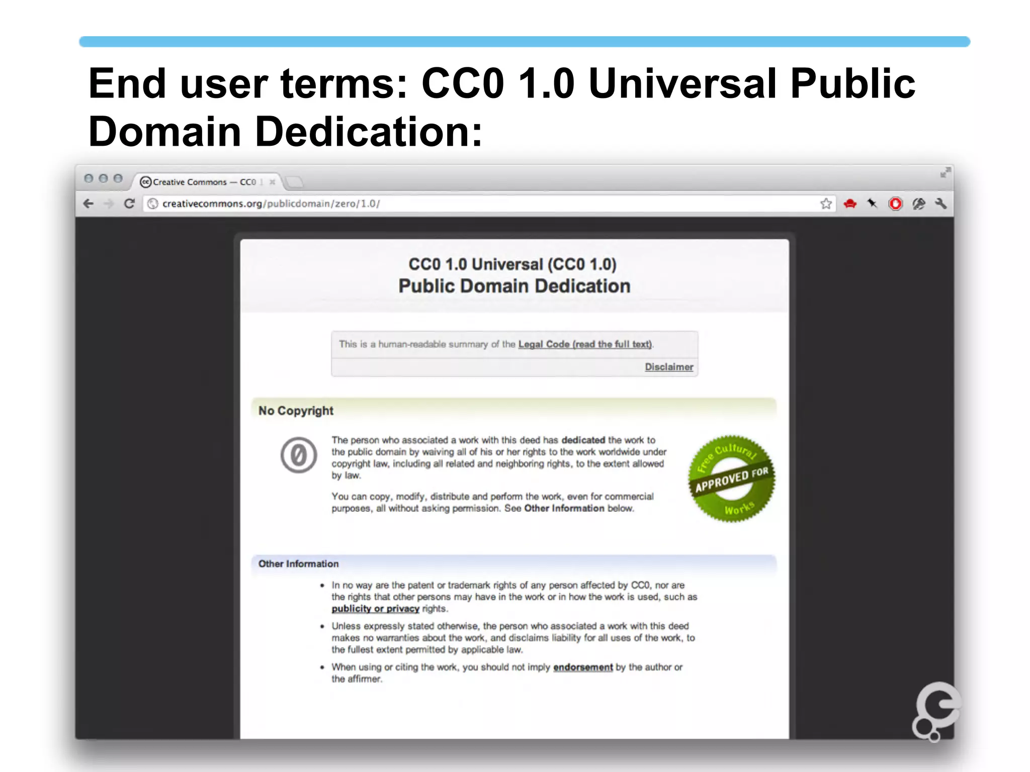 End user terms: CC0 1.0 Universal Public
Domain Dedication:
 