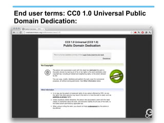 End user terms: CC0 1.0 Universal Public
Domain Dedication:
 