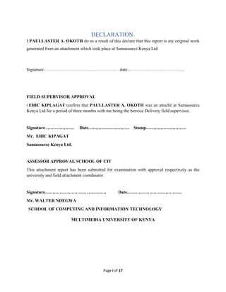 Computer science/ IT Fianl attachment report | PDF