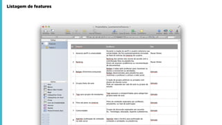Listagem de features
 
