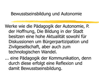 Mitwirkung an vielen Bildungs-Programmen 